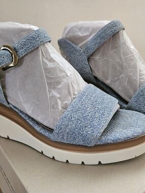 SOUL Naturalizer Light Denim Blue Platform Sandals with Ankle Strap